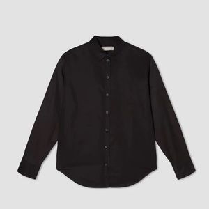 Everlane Silky Cotton Relaxed Button Down Shirt size 4 Black